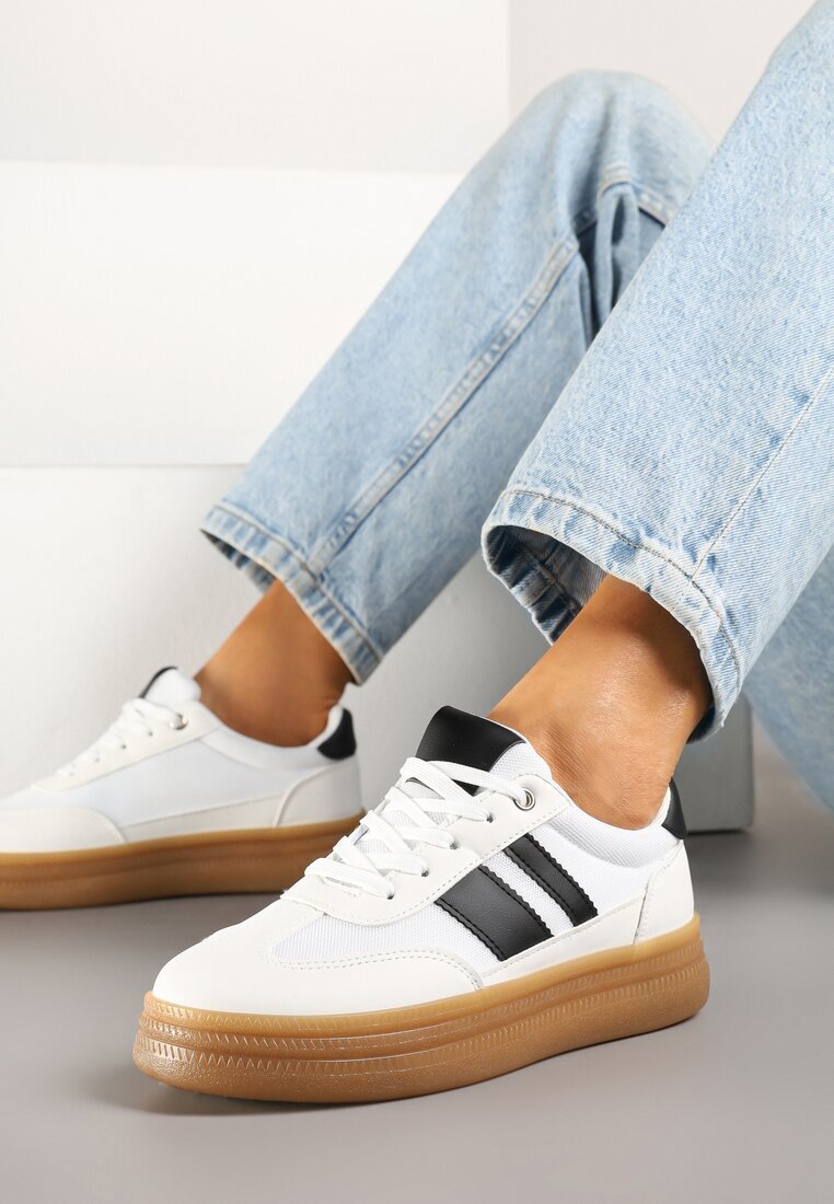 fashion belle Sneakers Albi în stilul tenisilor clasici decorați cu dungi Tenalinea