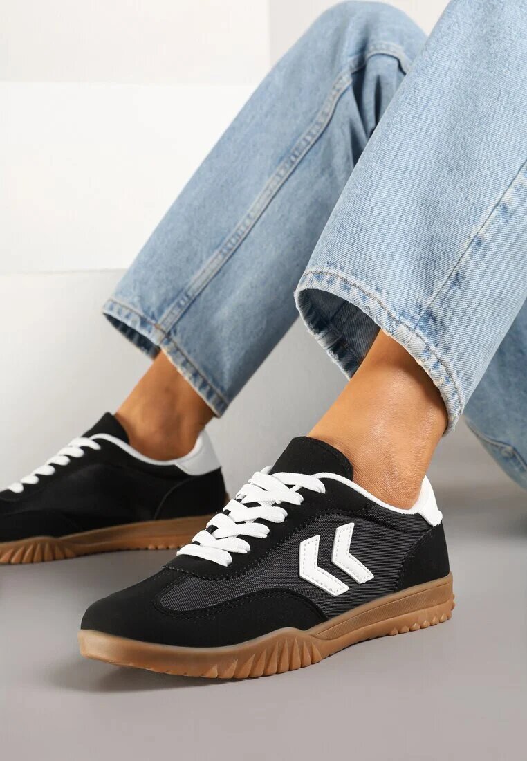 fashion belle Sneakers Negri în Stil de Tenisi Clasici cu Cusături Decorative Napilia