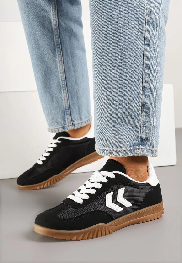 fashion belle Sneakers Negri în Stil de Tenisi Clasici cu Cusături Decorative Napilia
