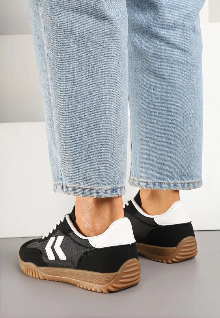 fashion belle Sneakers Negri în Stil de Tenisi Clasici cu Cusături Decorative Napilia