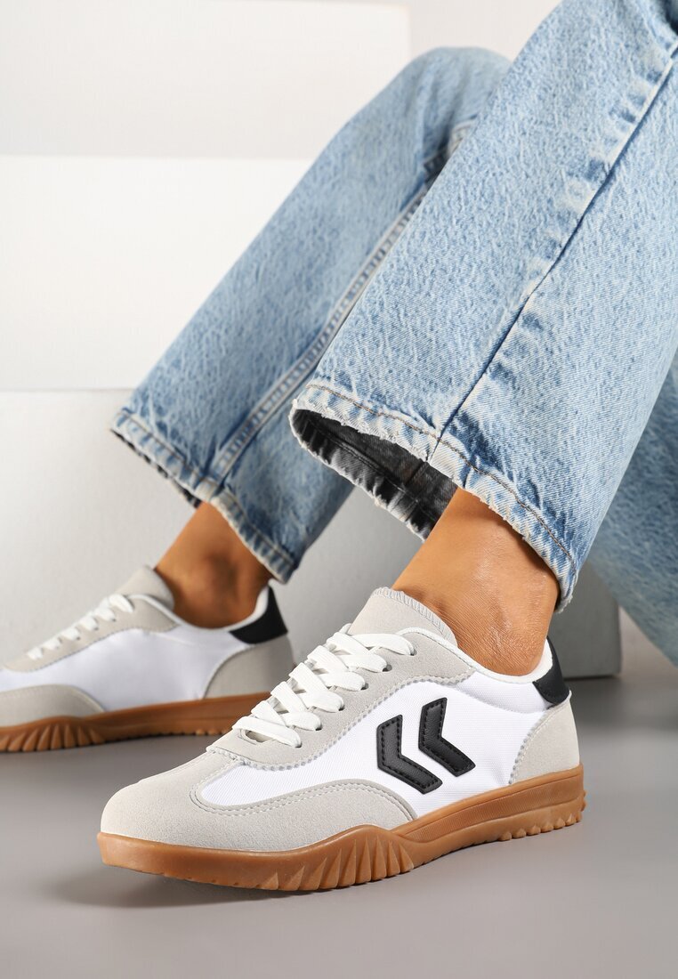 fashion belle Sneakersy Albi în Stil Tenisi Clasici cu Cusături Decorative Napilia