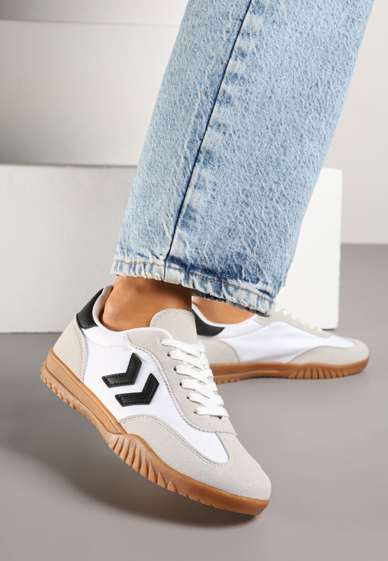 fashion belle Sneakersy Albi în Stil Tenisi Clasici cu Cusături Decorative Napilia