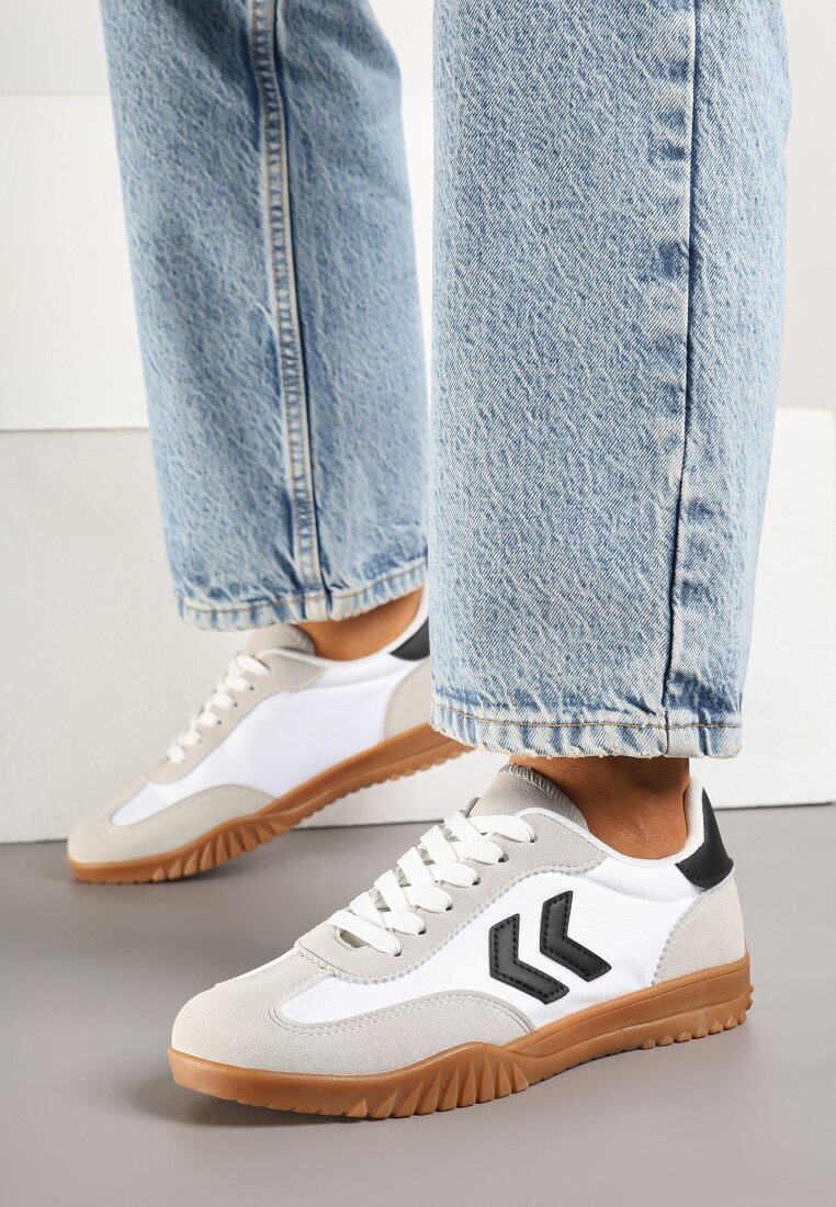 fashion belle Sneakersy Albi în Stil Tenisi Clasici cu Cusături Decorative Napilia