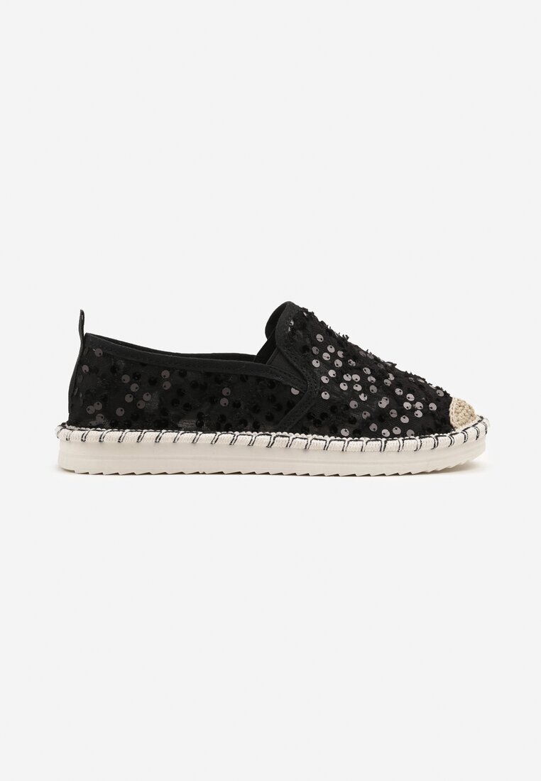 fashion Espadrile Negre din plasă decorate cu paiete Viviluria