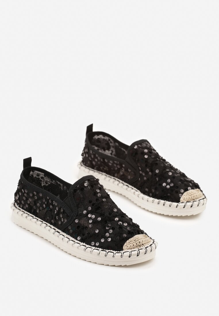 fashion Espadrile Negre din plasă decorate cu paiete Viviluria