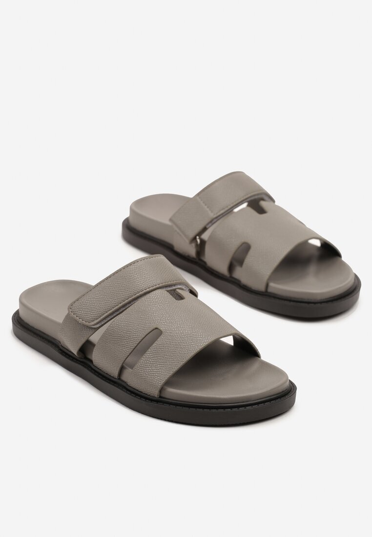 fashion Papuci Gri din Spumă Decorate cu Decupaje Arrivara