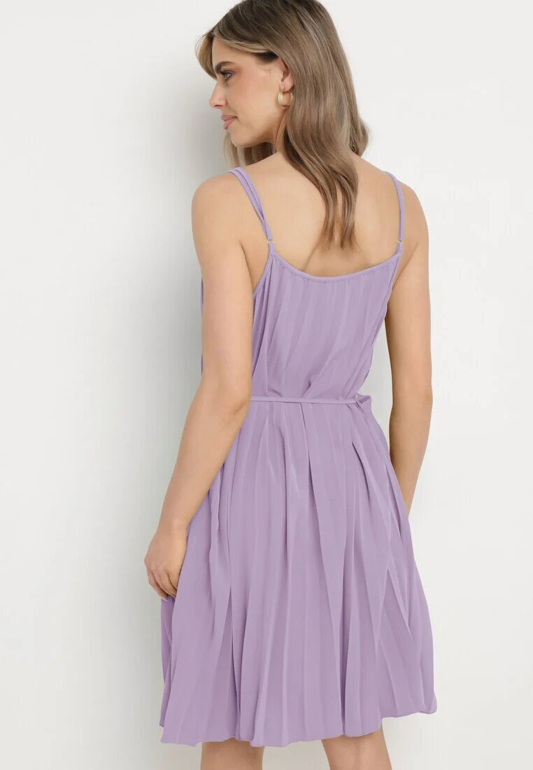 fashion Rochie mov cu bretele reglabile cu curea din material Liata