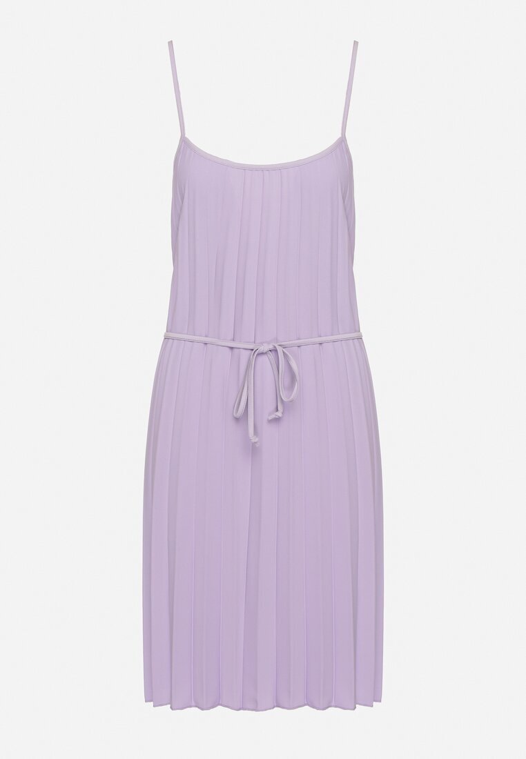 fashion Rochie mov cu bretele reglabile cu curea din material Liata