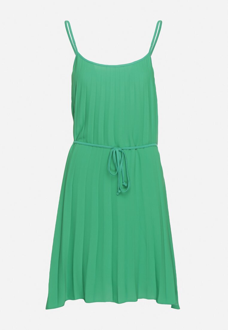 fashion Rochie Verde cu bretele reglabile cu cordon din material Liata