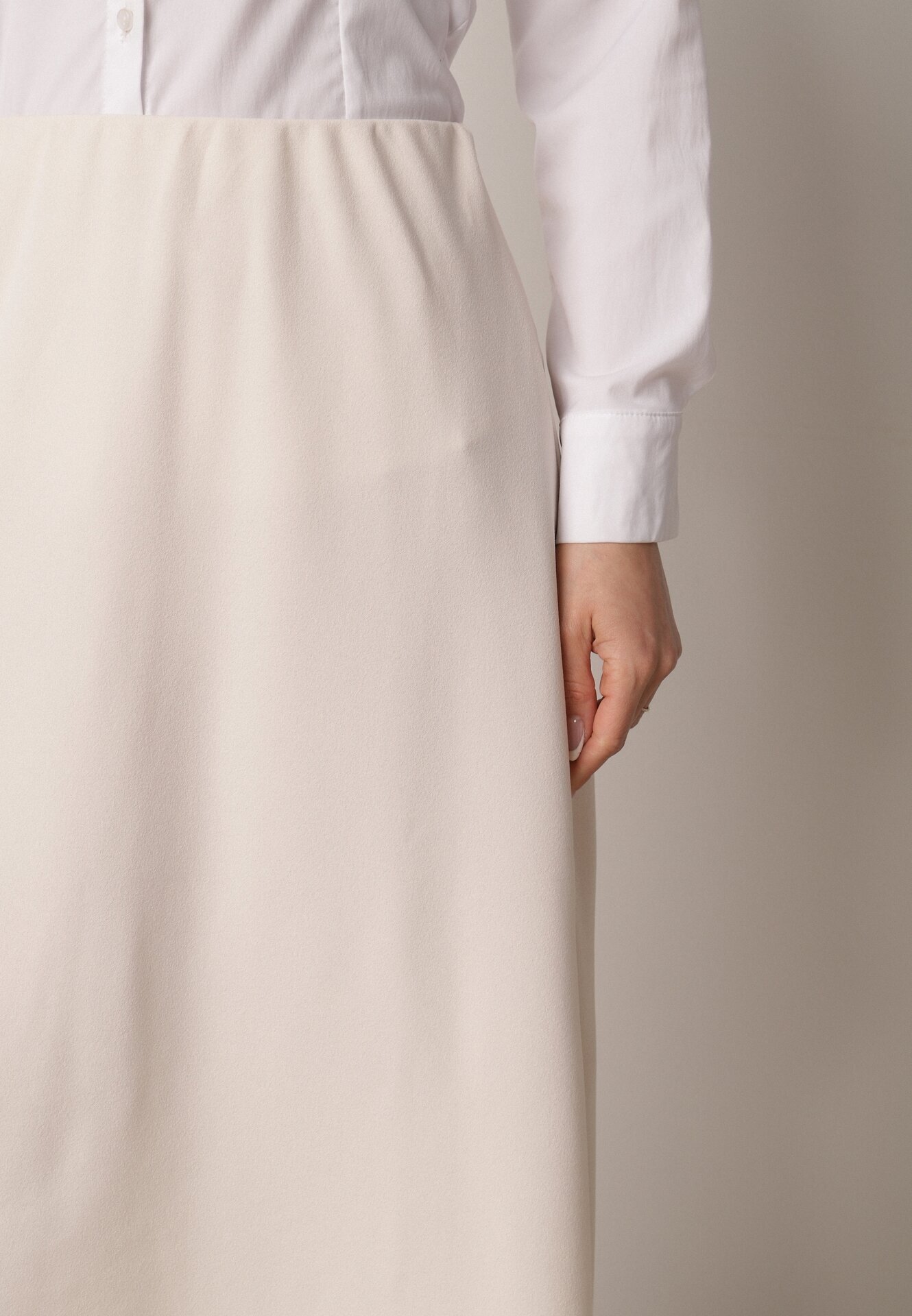 fashion station Fustă bej deschis clasică midi cloș Verettia