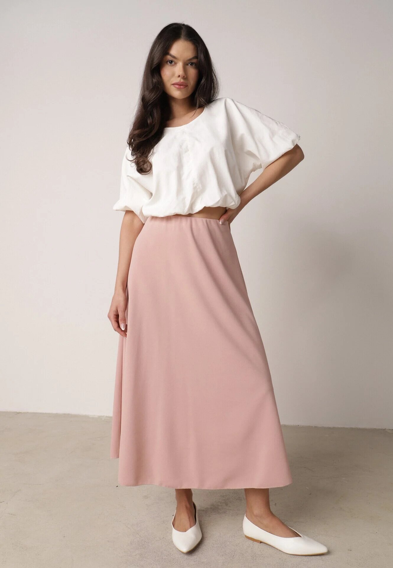 fashion station Fustă Clasică Roz deschis Midi Cloș Verettia