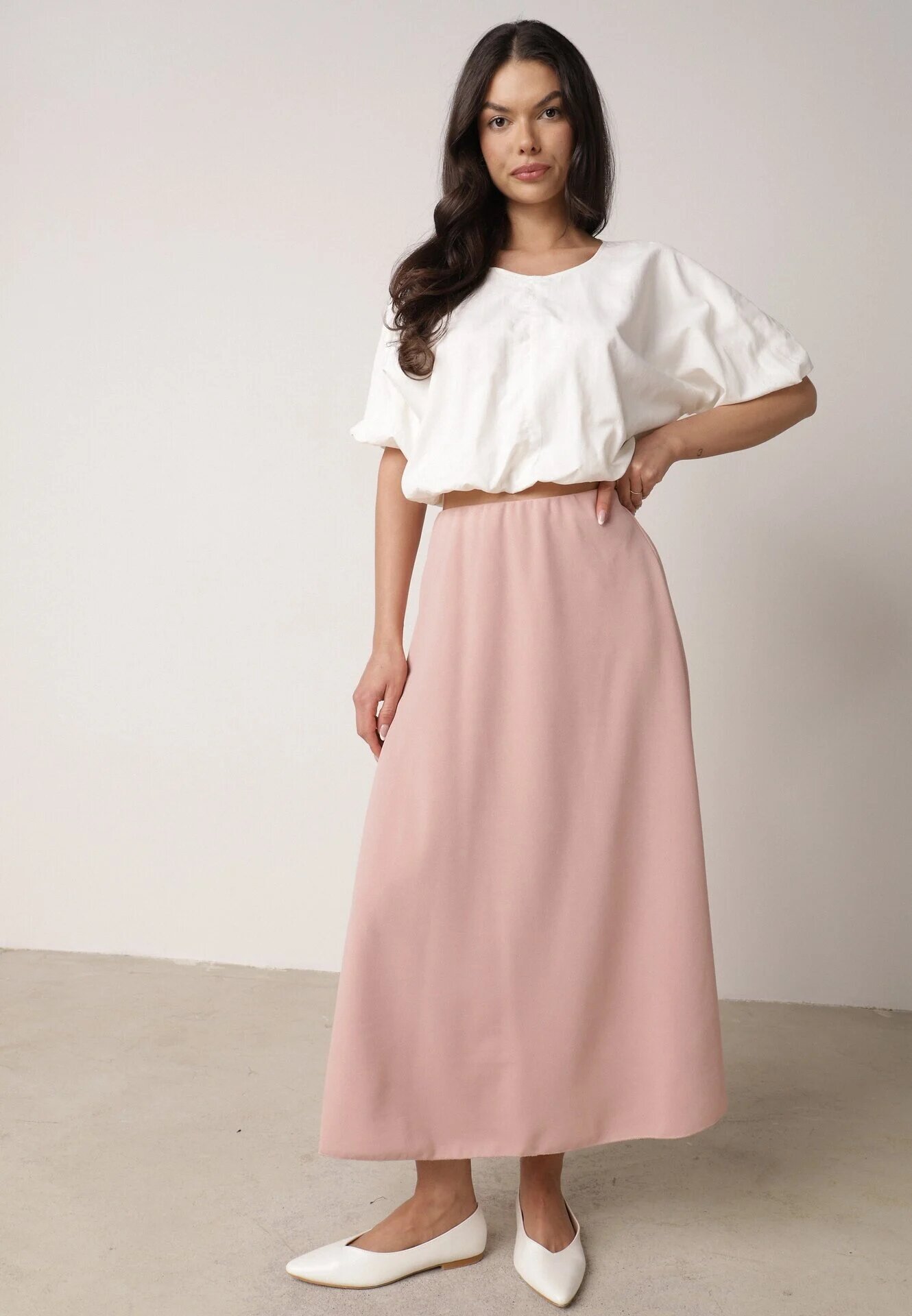 fashion station Fustă Clasică Roz deschis Midi Cloș Verettia