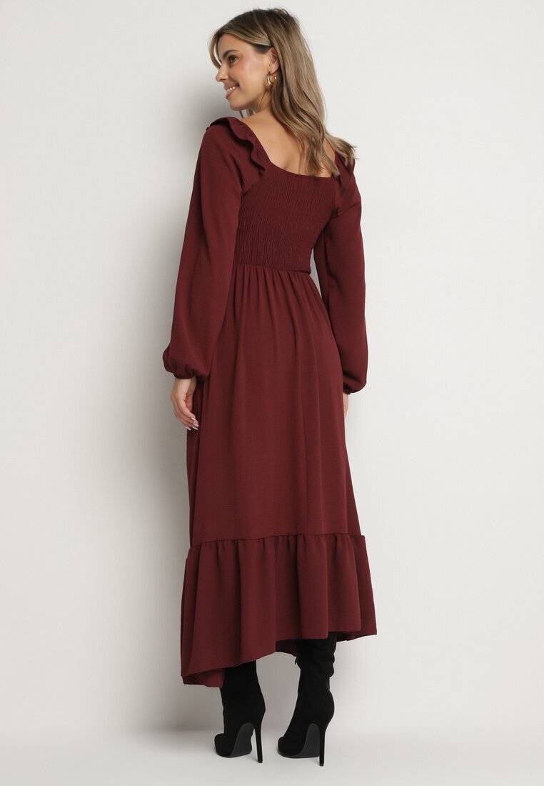 fashion station Rochie visinie Lunga Clos cu volane decorative Ferellia