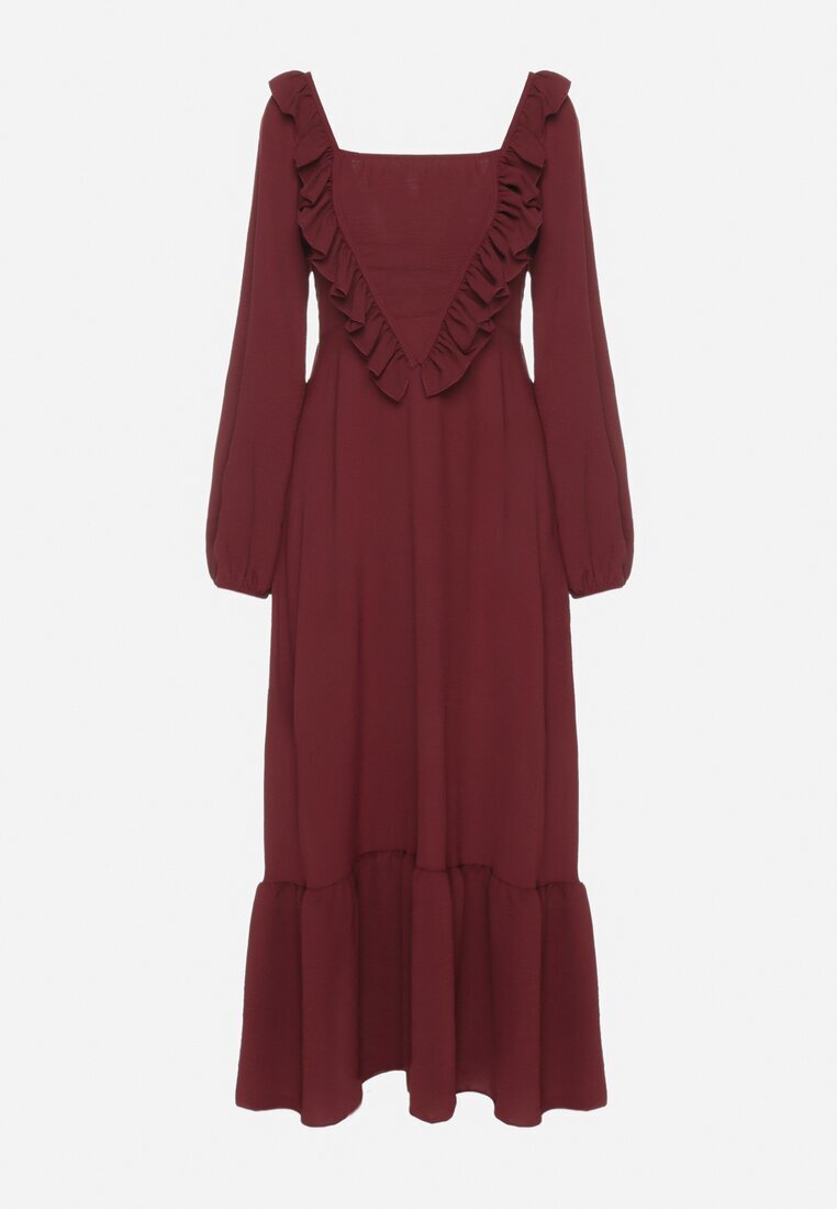 fashion station Rochie visinie Lunga Clos cu volane decorative Ferellia