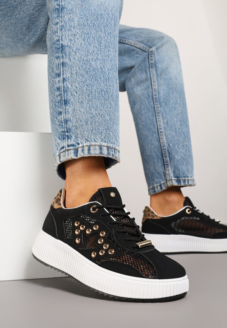 fiori&spinc Sneakers negre cu capse și stea Viroti