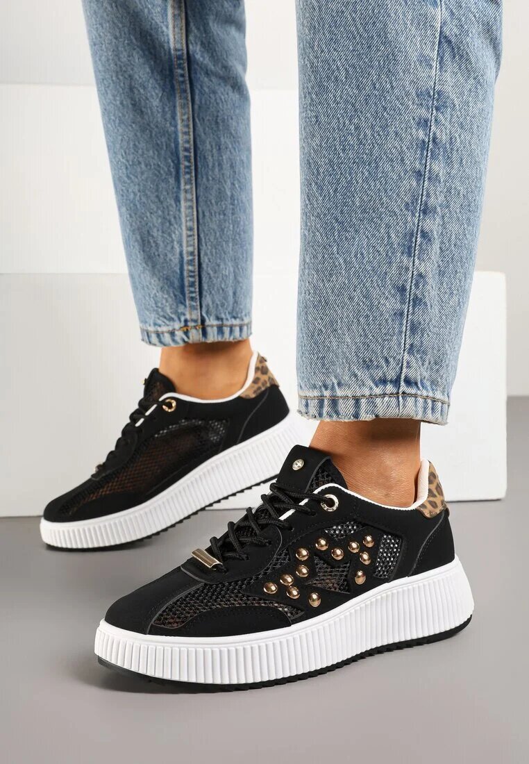 fiori&spinc Sneakers negre cu capse și stea Viroti