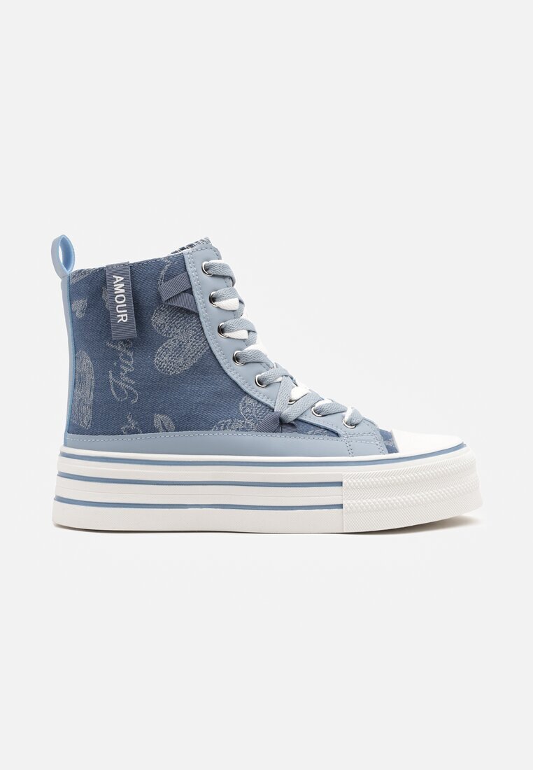 fiori&spinc Tenisi Albastri din Material Denim pe Platformă Zorilea
