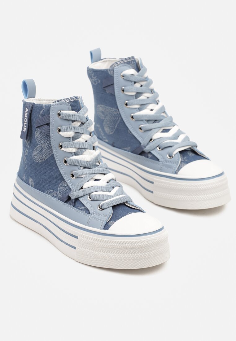 fiori&spinc Tenisi Albastri din Material Denim pe Platformă Zorilea