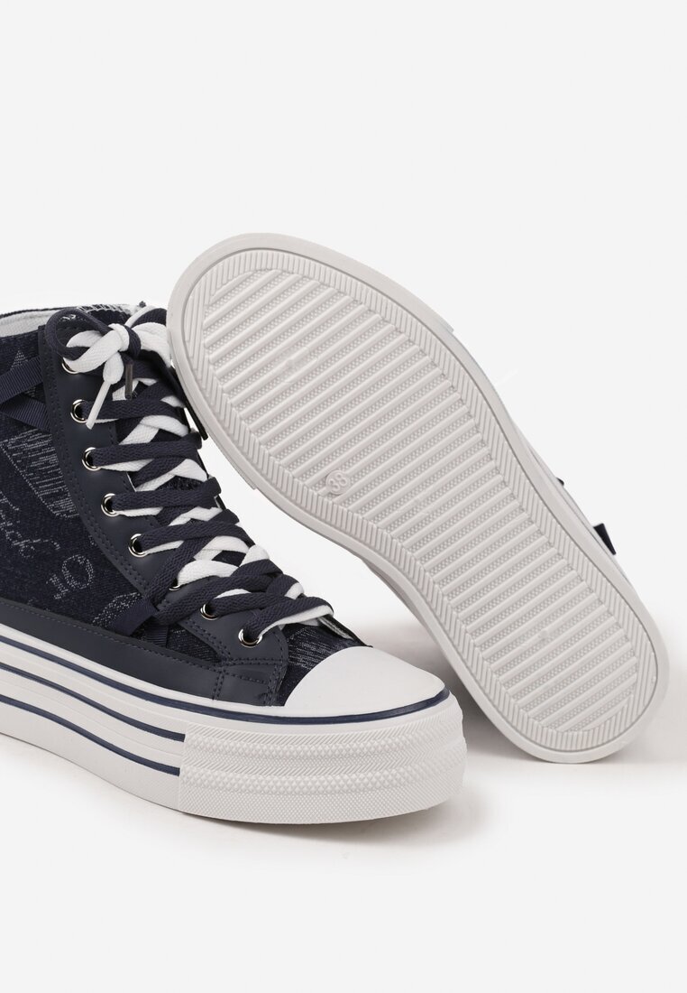 fiori&spinc Tenisi bleumarin din material denim cu platformă Zorilea