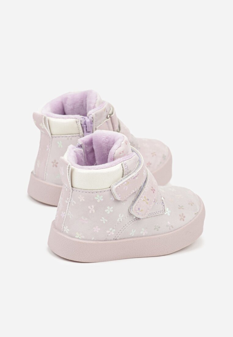 flip Botine Fioletowe Căptușite cu Velcro cu Flori Strălucitoare Atisae
