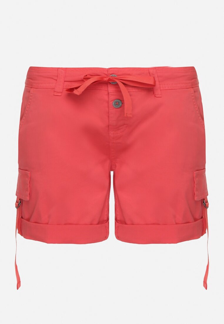 fresh made Pantaloni scurți din bumbac roșii cu buzunare decorative și șnur Liralisea