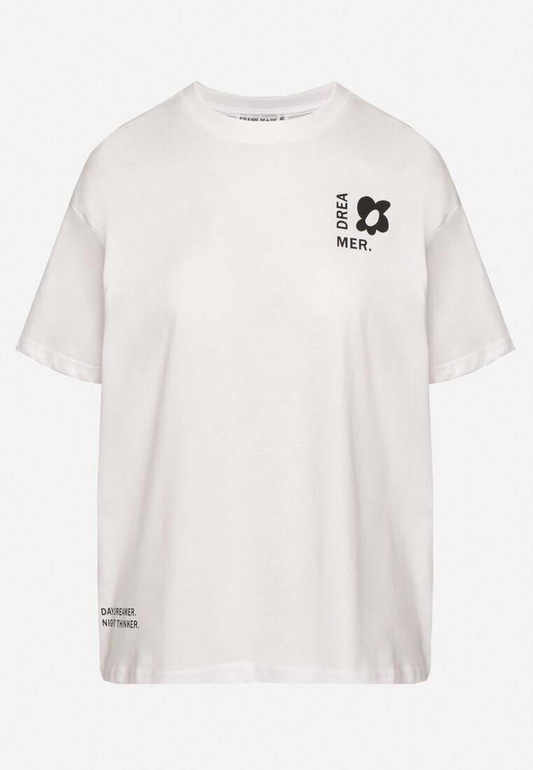 fresh made Tricou Alb-Bleu De bumbac Cu imprimeuri Hallena