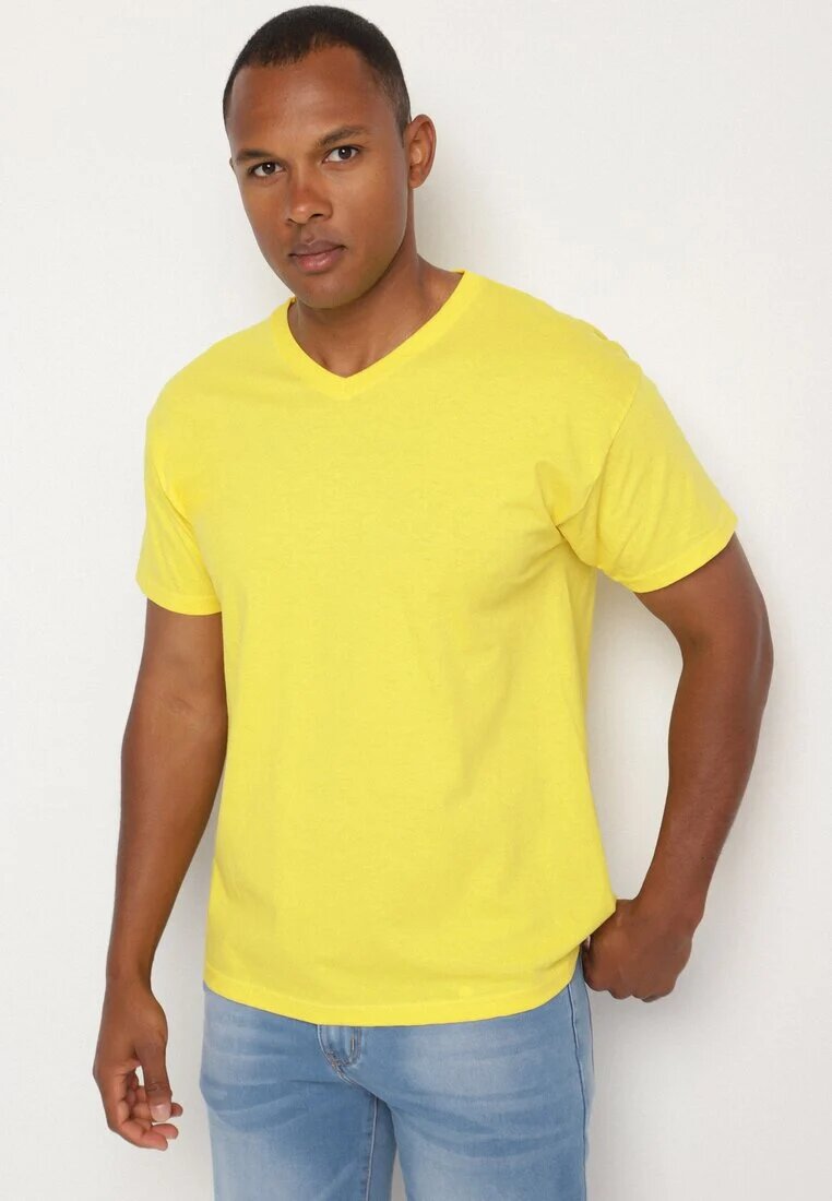 fruit of the loom Tricou Galben De bumbac Basic Cu decolteu în V Malvinea