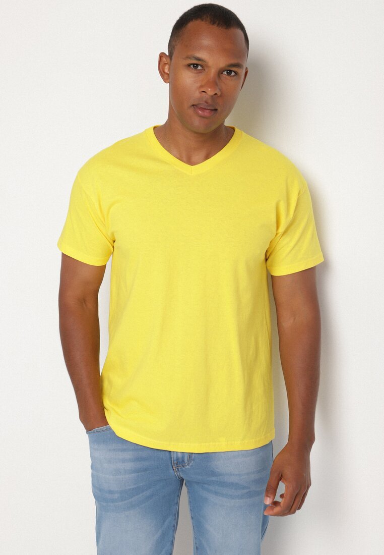 fruit of the loom Tricou Galben De bumbac Basic Cu decolteu în V Malvinea