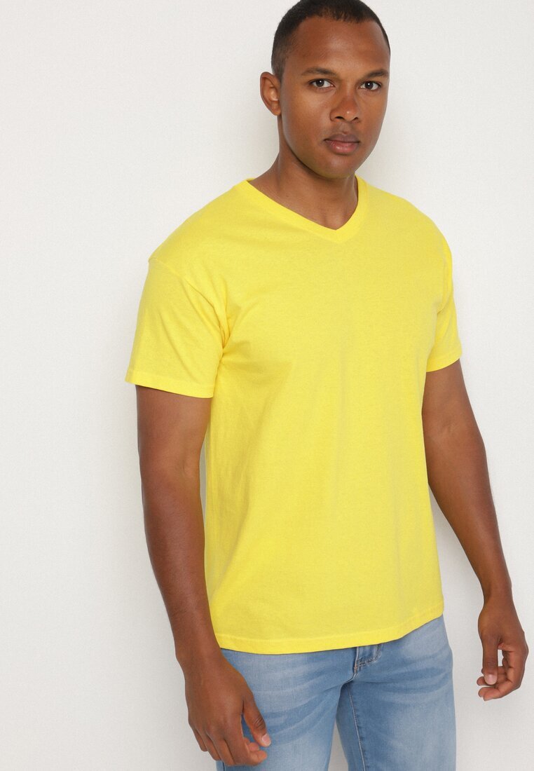 fruit of the loom Tricou Galben De bumbac Basic Cu decolteu în V Malvinea