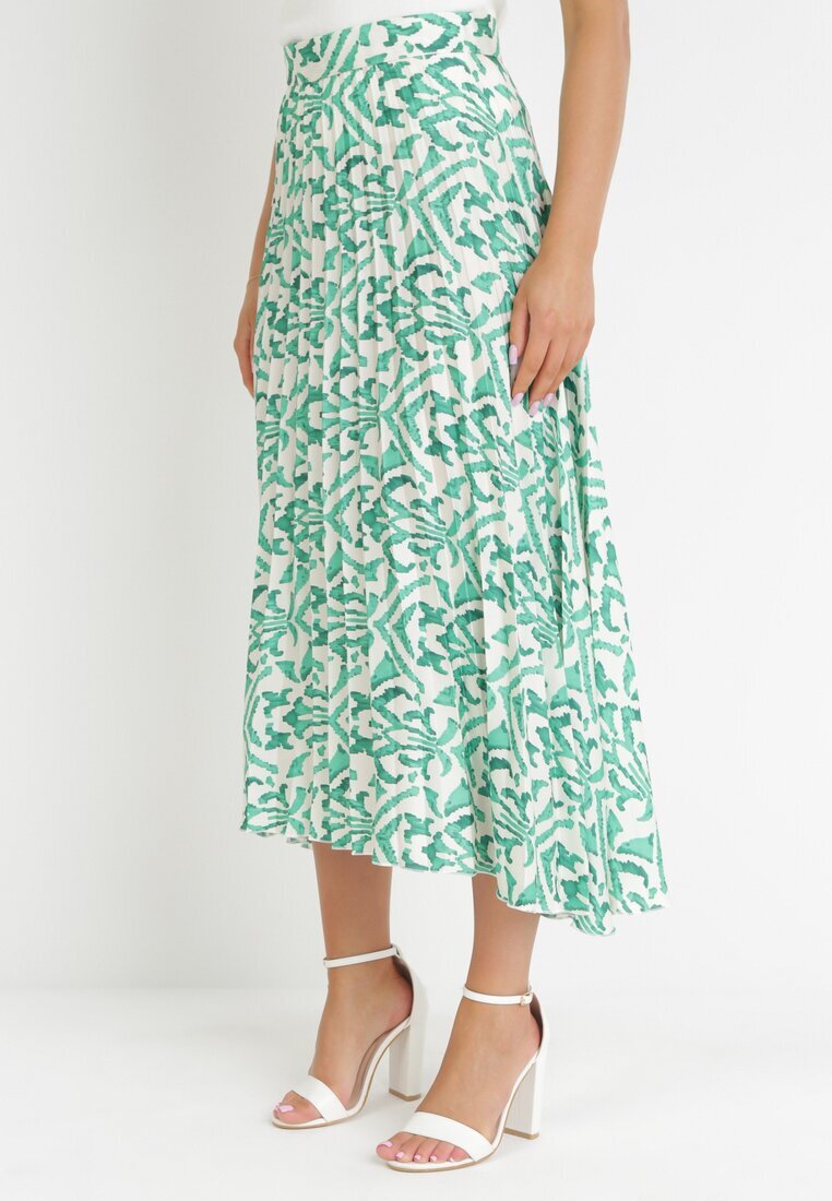  Fustă Verde Plisată Din Satin Maxi Raimena