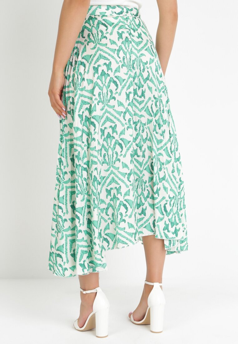  Fustă Verde Plisată Din Satin Maxi Raimena
