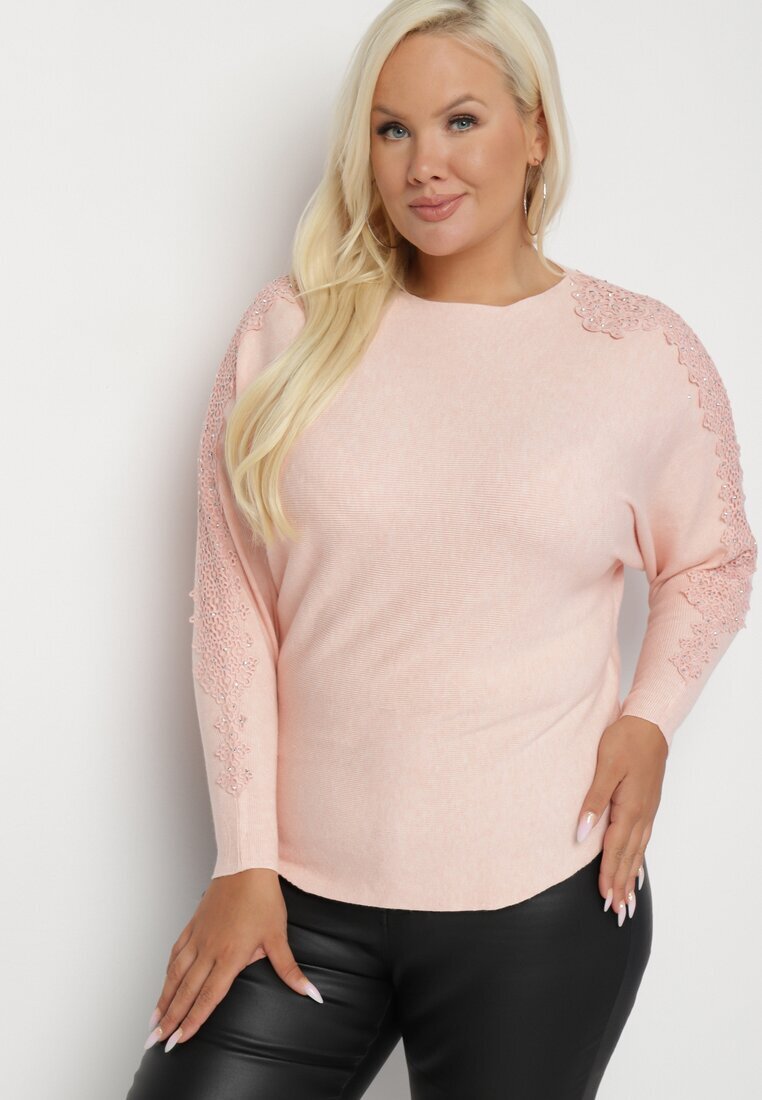 g-dz fashion Bluză Roz pal cu viscoză și bumbac croi liliac decorată cu dantelă și zirconii Erisele