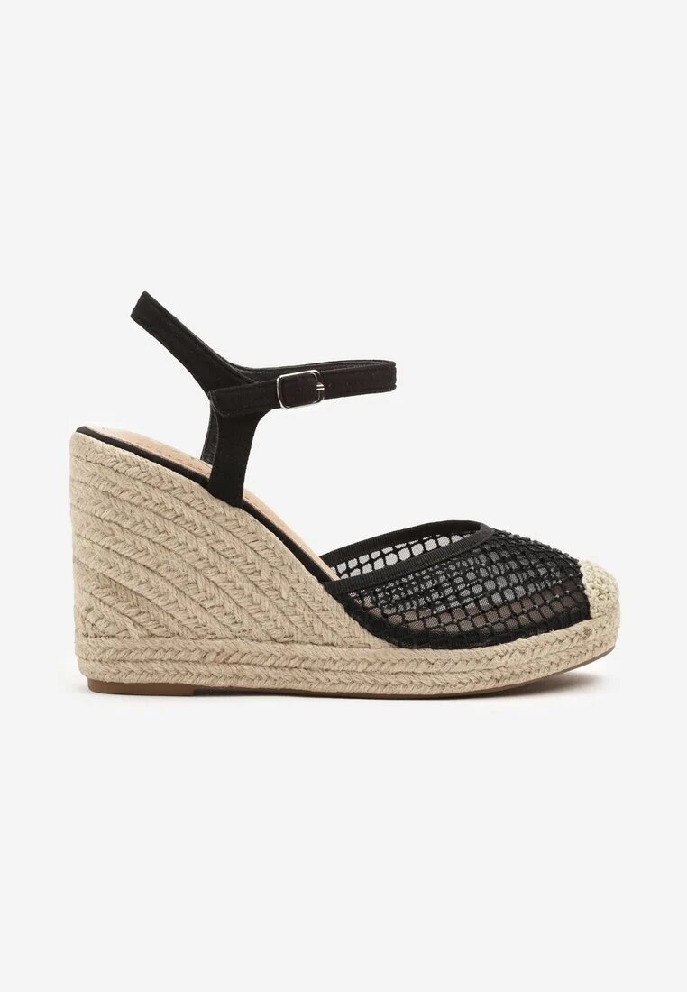 gavi Sandale Negre cu plasă stil espadrile cu platformă din împletitură Xaltewia