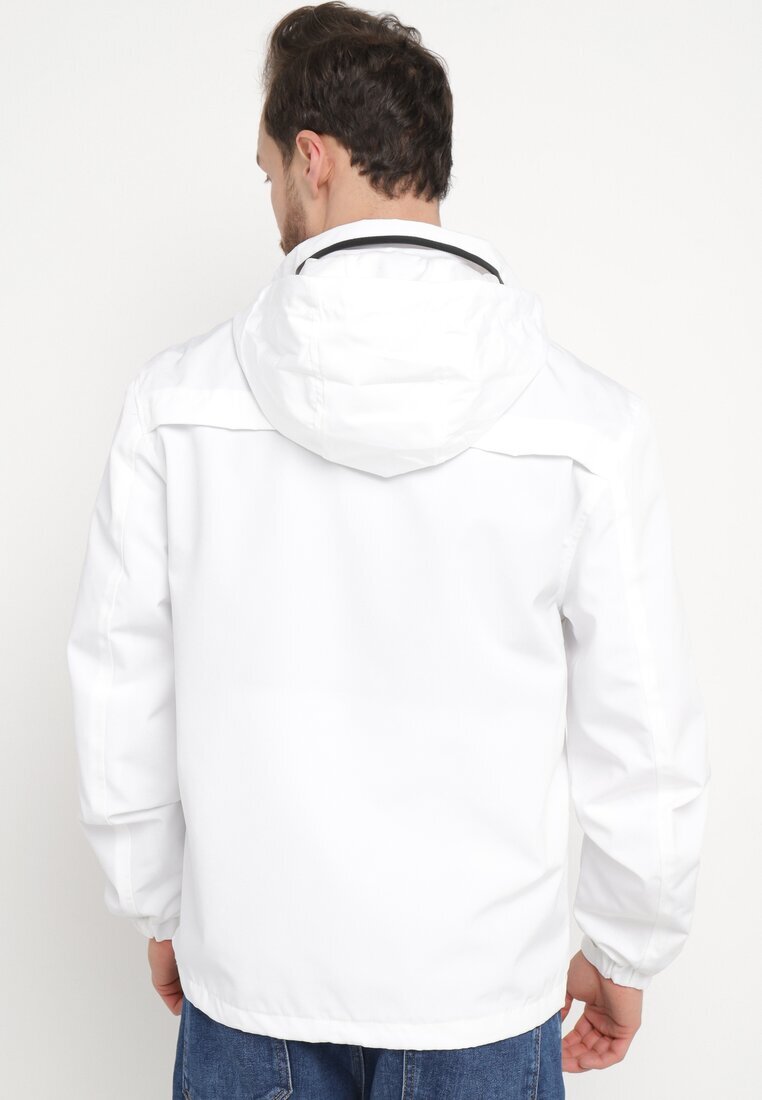  Geacă Albă Windbreaker cu Glugă Ascunsă în Guler Fioratte
