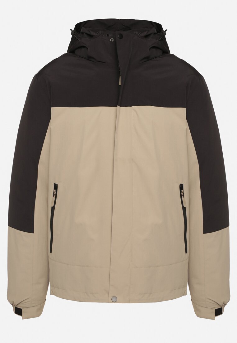  Geacă Windbreaker Bej și Negru Reversibilă cu model geometric cu interior detașabil și glugă Savathia