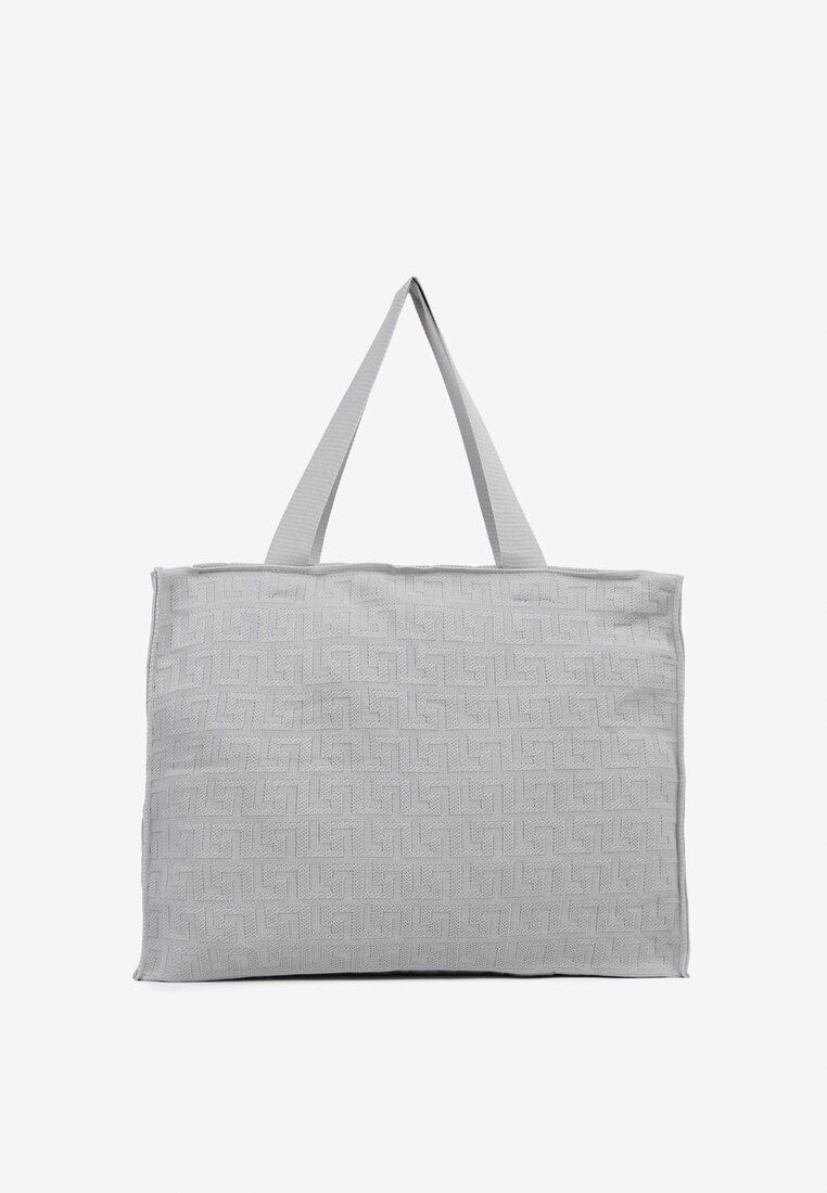  Geantă Gri Shopper cu reliefuri decorative Lannina