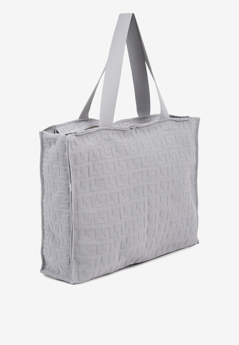  Geantă Gri Shopper cu reliefuri decorative Lannina