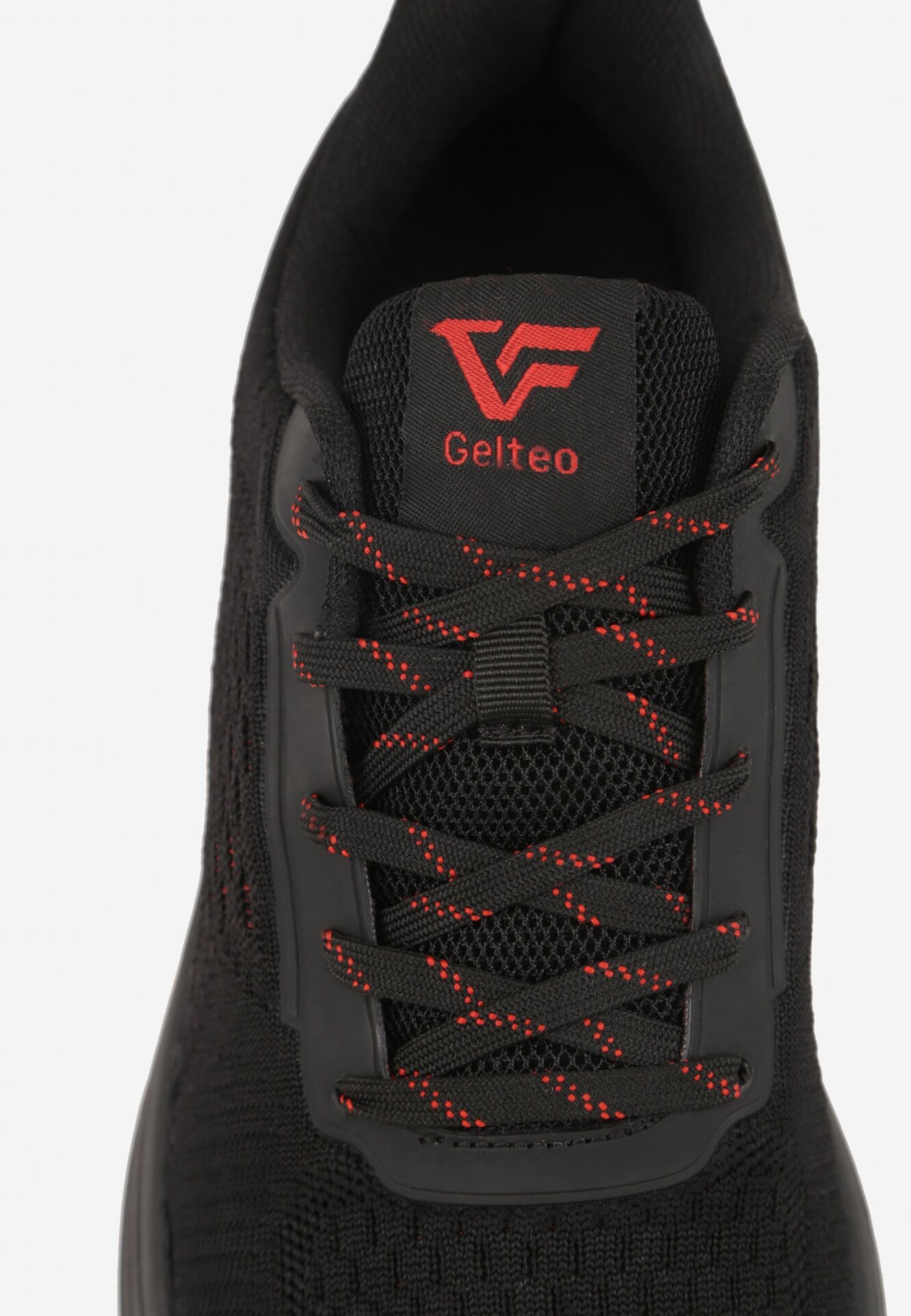 gelteo Încălțăminte Sport Negru-Roșu Sneakers cu Talpă Embosată cu Inscripția Hesehe