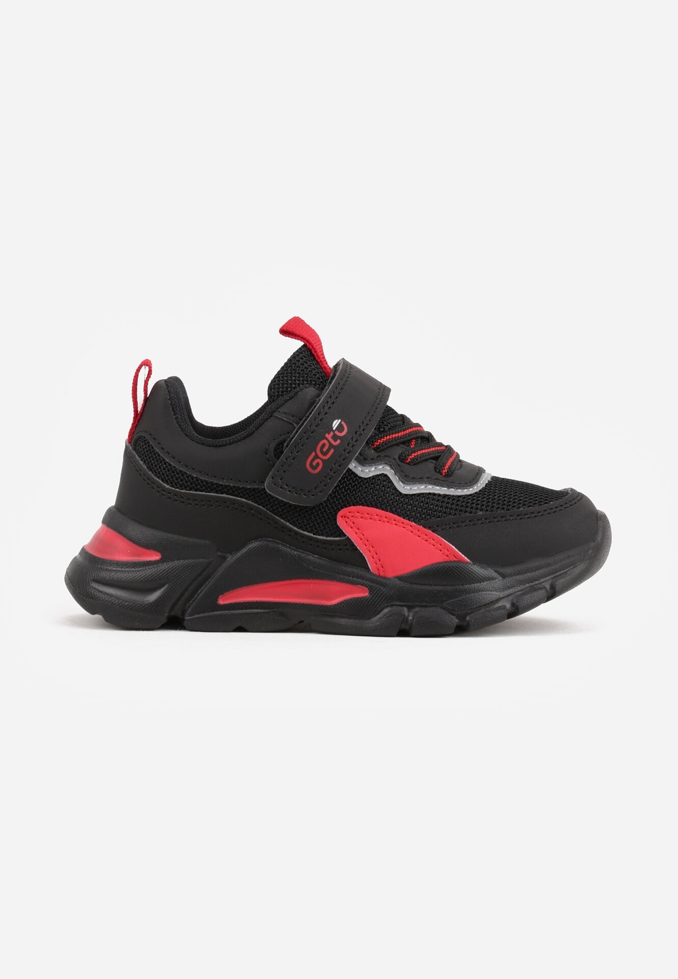 gelteo Pantofi Sport Adidași Negru-Roșii cu Scris și Model Geometric Basolea