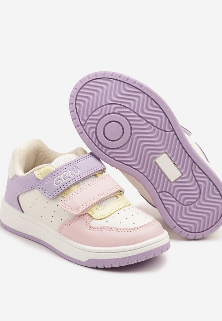 gelteo Pantofi sport Alb-violet cu Branț din Piele cu Închidere cu Velcro Telisiana