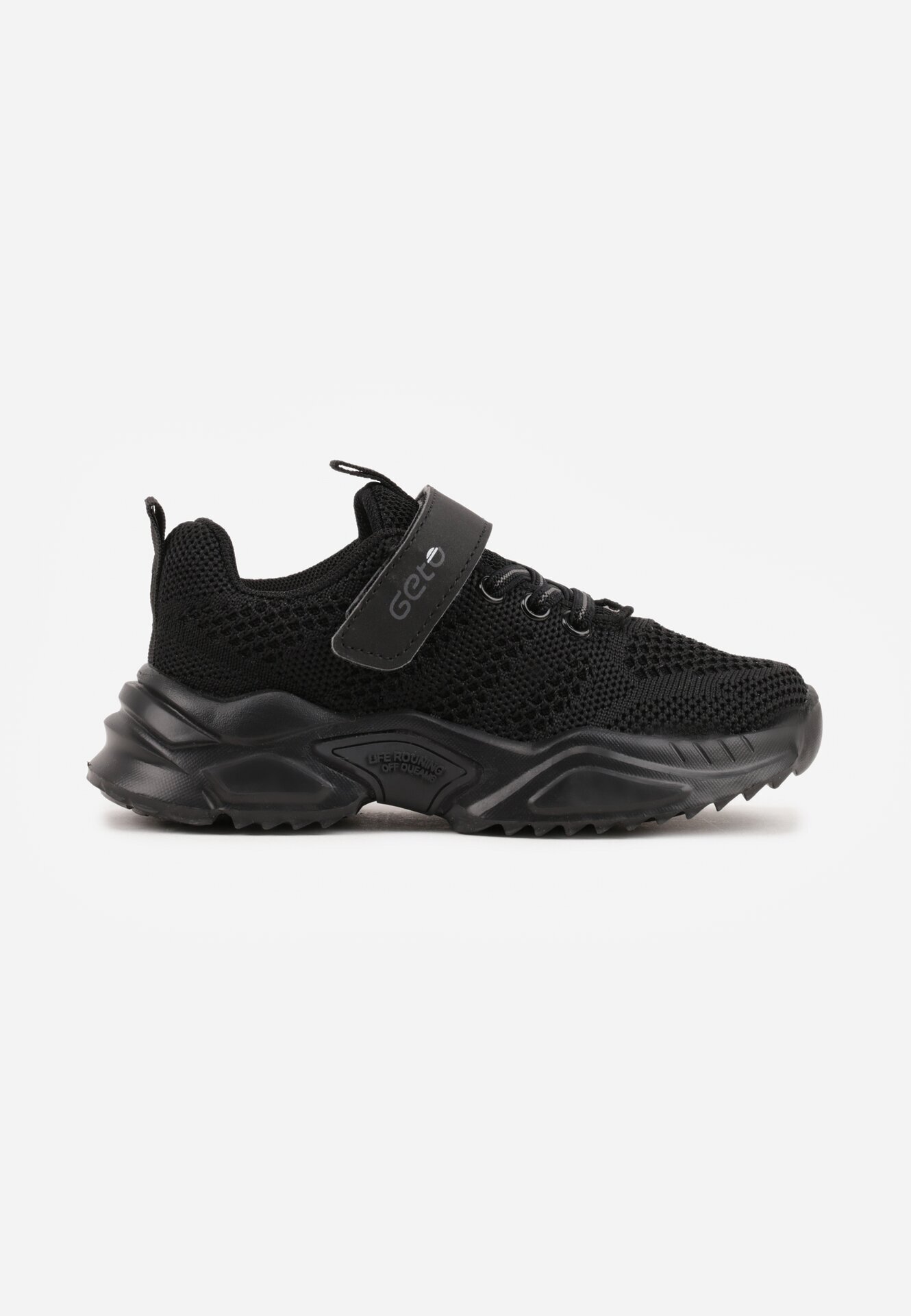gelteo Pantofi Sport Negri Sneakers cu Brant din Piele și Model Geometic Dephiera