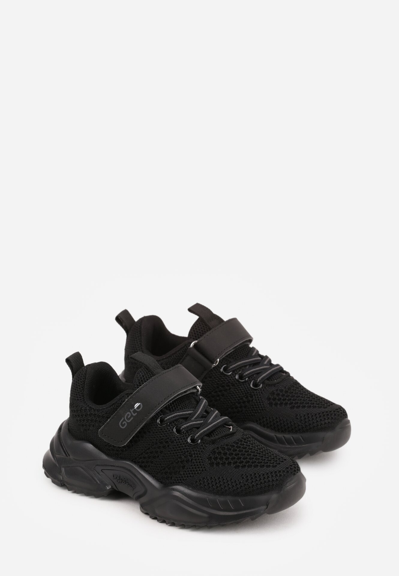 gelteo Pantofi Sport Negri Sneakers cu Brant din Piele și Model Geometic Dephiera