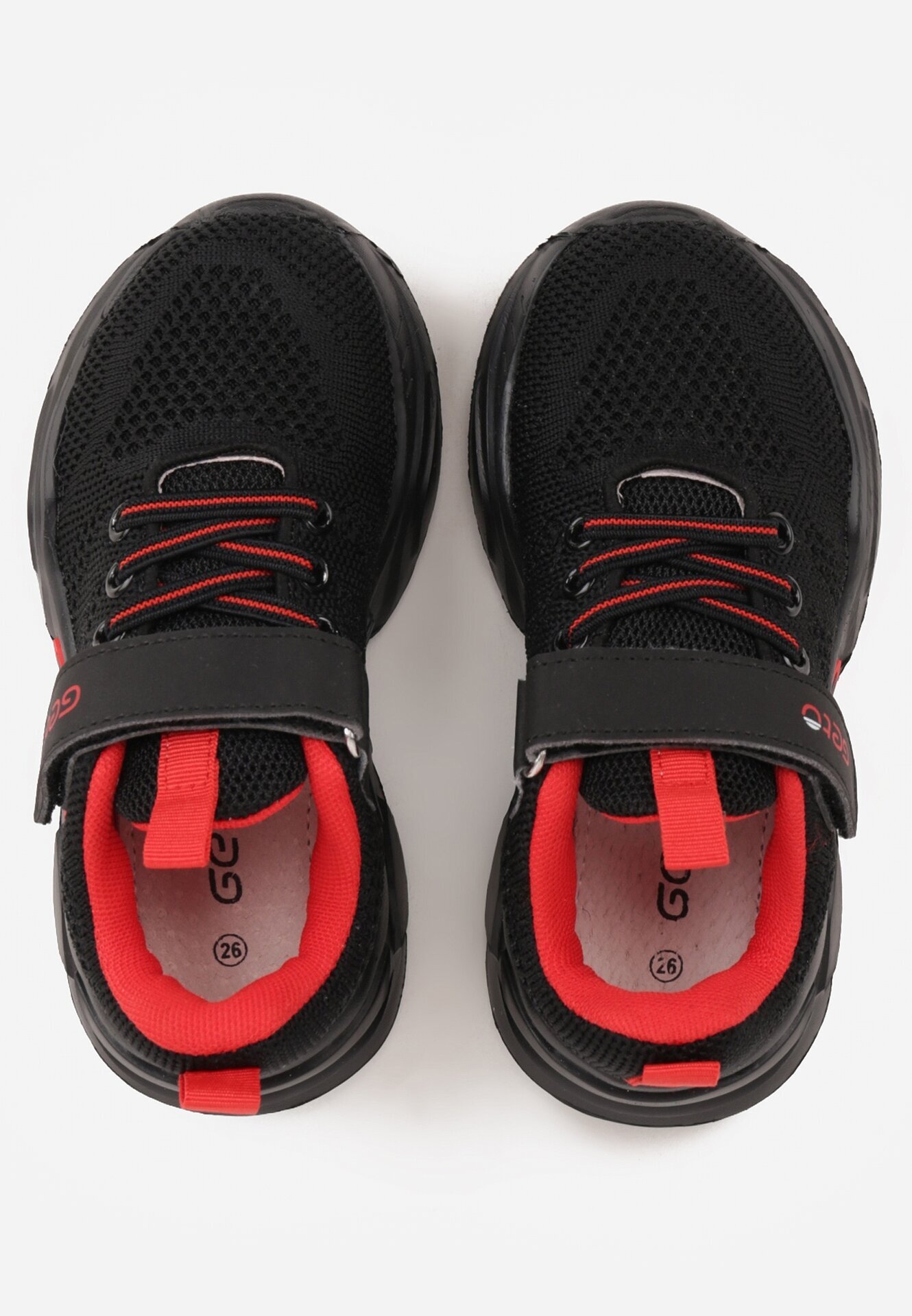 gelteo Pantofi sport Negru-Roșii Sneakers cu Branț din Piele și Model Geometric Dephiera