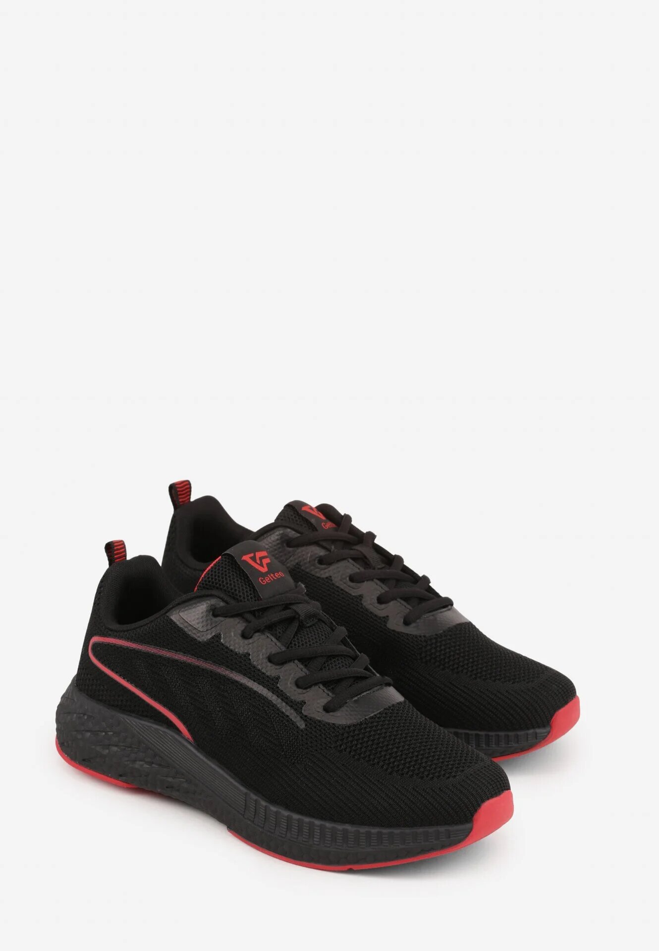 gelteo Pantofi Sport Negru-Roșu Sneakers cu bandă decorativă pe lateral Damamene