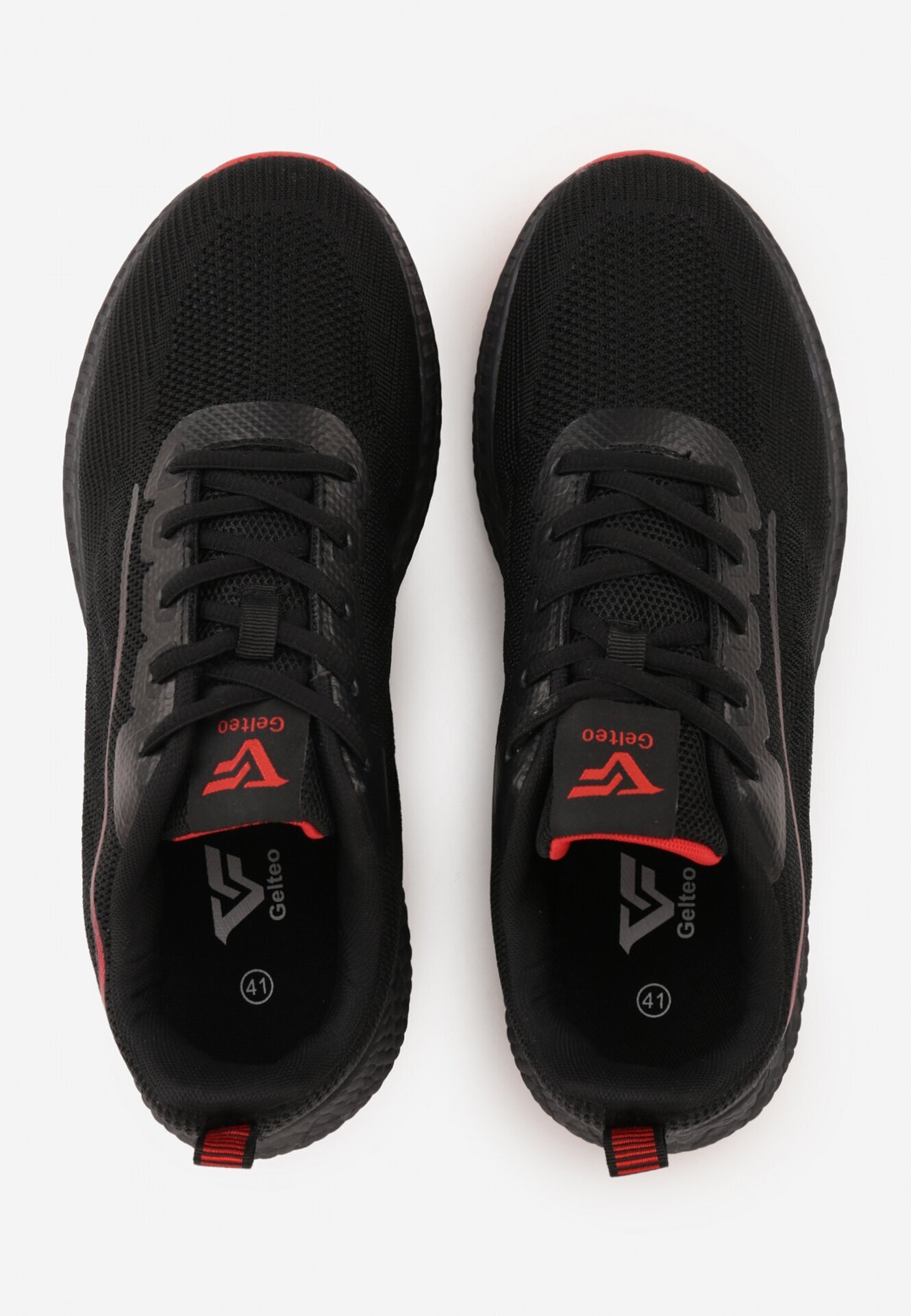 gelteo Pantofi Sport Negru-Roșu Sneakers cu bandă decorativă pe lateral Damamene