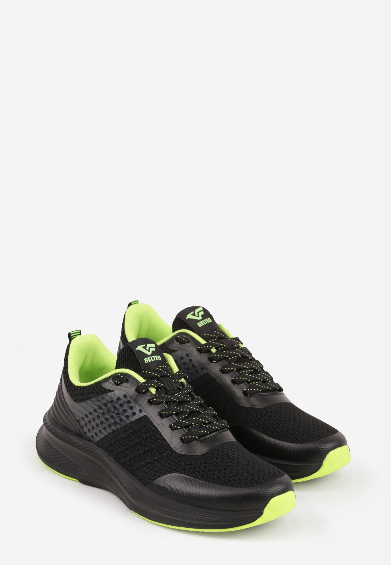 gelteo Pantofi Sport Negru-Verde Sneakers cu model în relief Ashavera