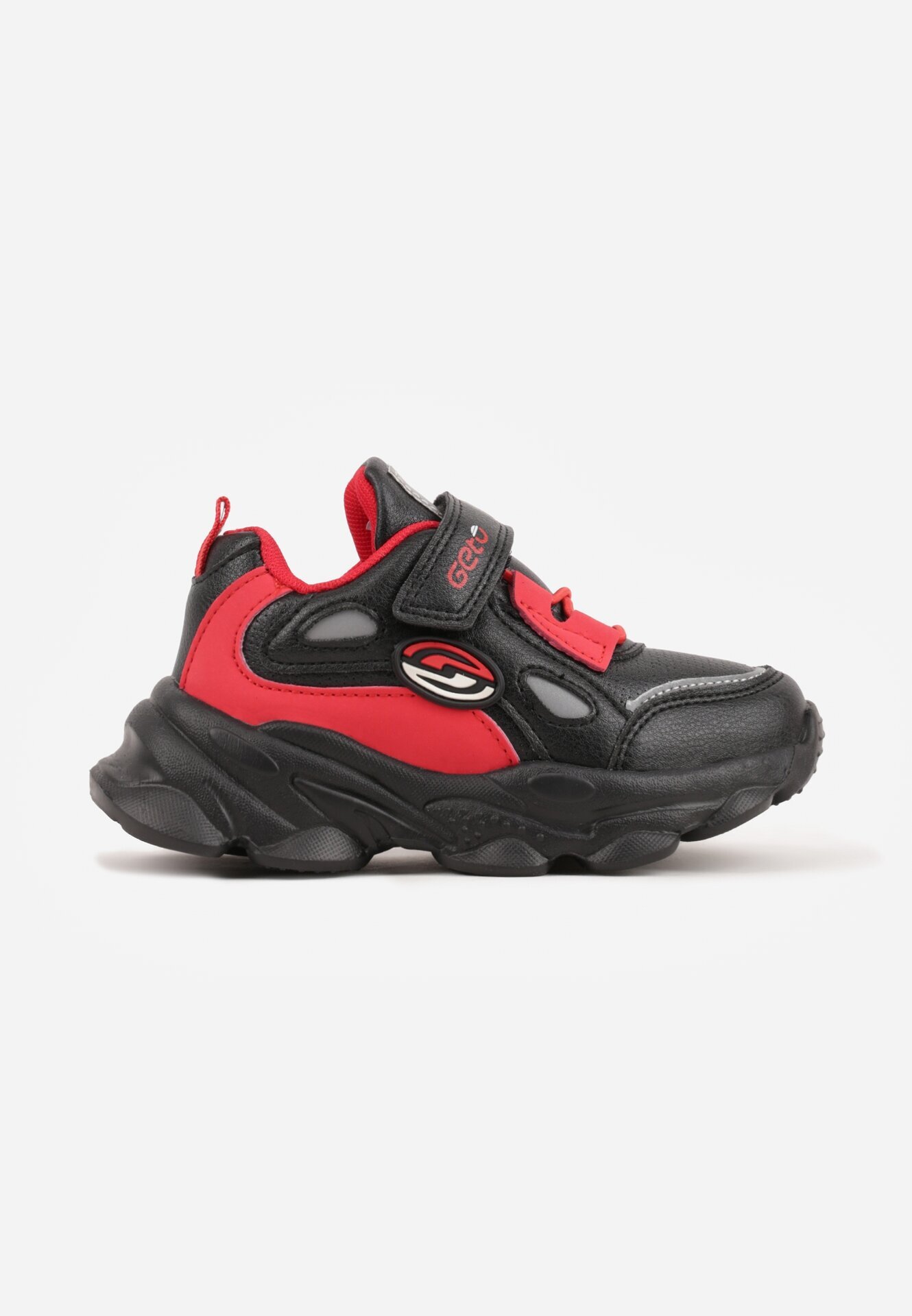 gelteo Pantofi sport Sneakers Negru-Roșu cu Scris și Motiv Geometric Fraile