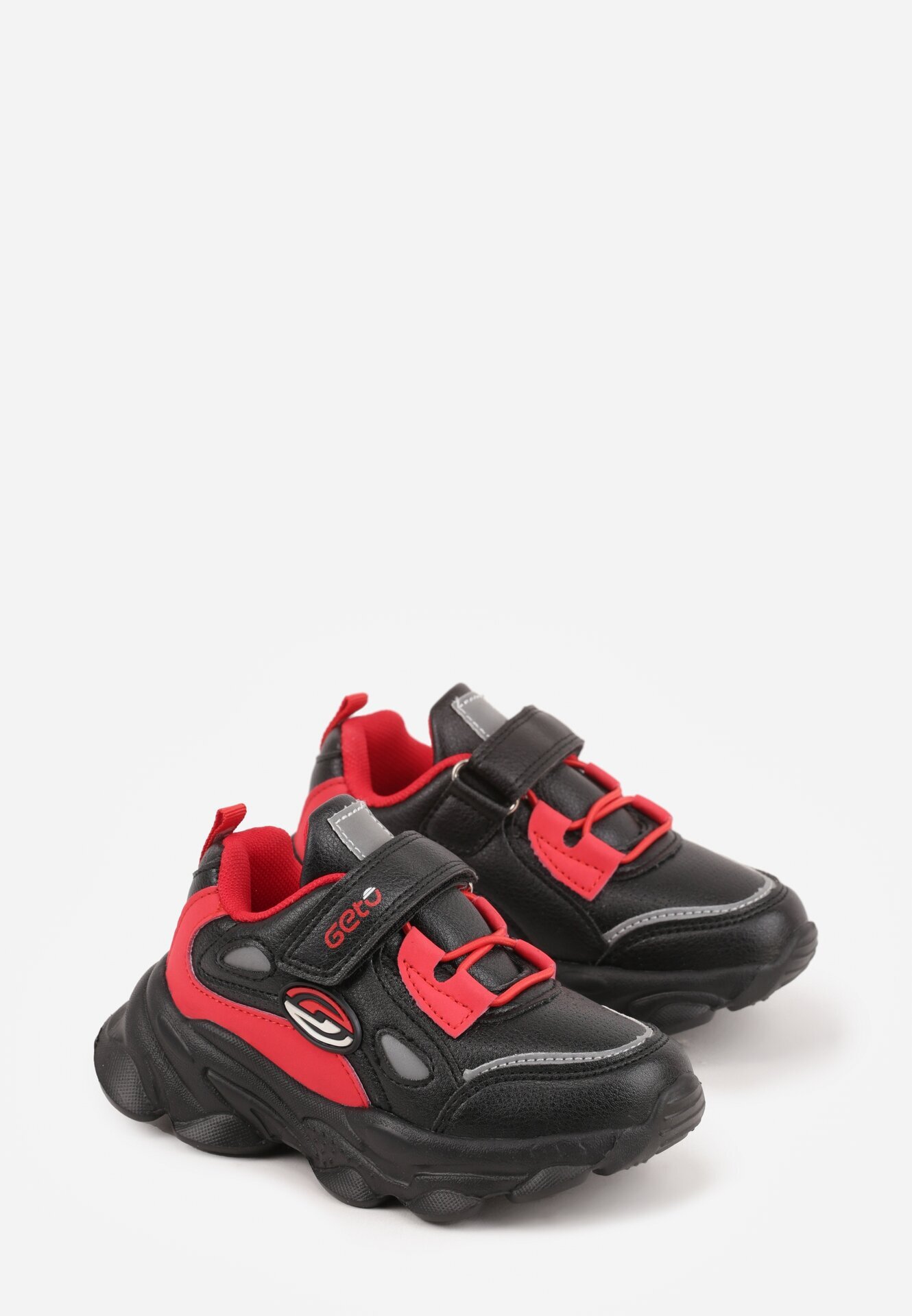 gelteo Pantofi sport Sneakers Negru-Roșu cu Scris și Motiv Geometric Fraile