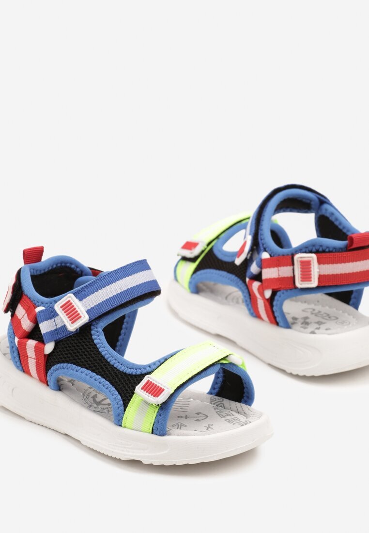 gelteo Sandale Albastru-Verde cu Branț din Piele cu Model Geometric Dovilora