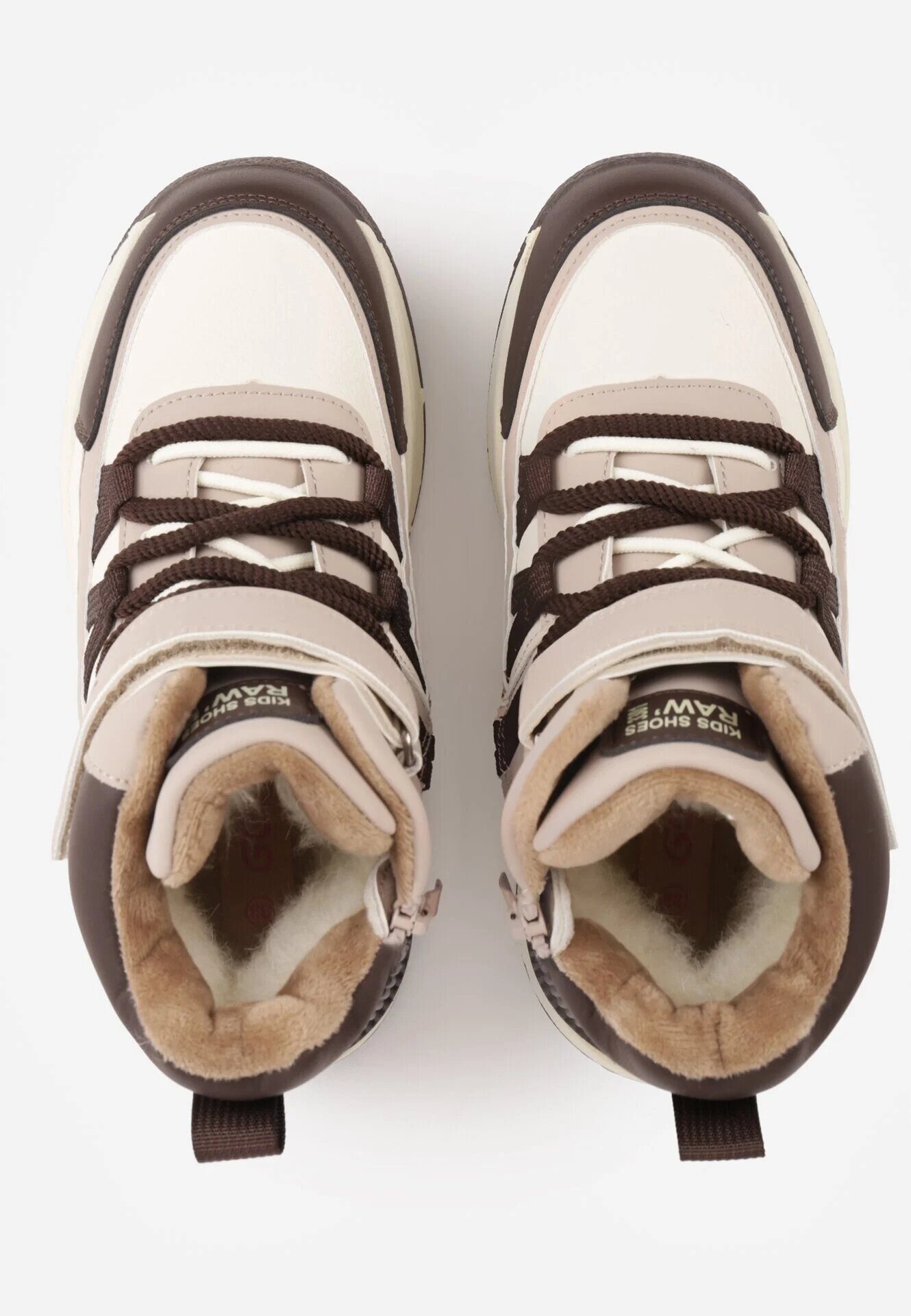 gelteo Sneakers din denim cu curele decorative și inscripția Liomira Alb cu maro